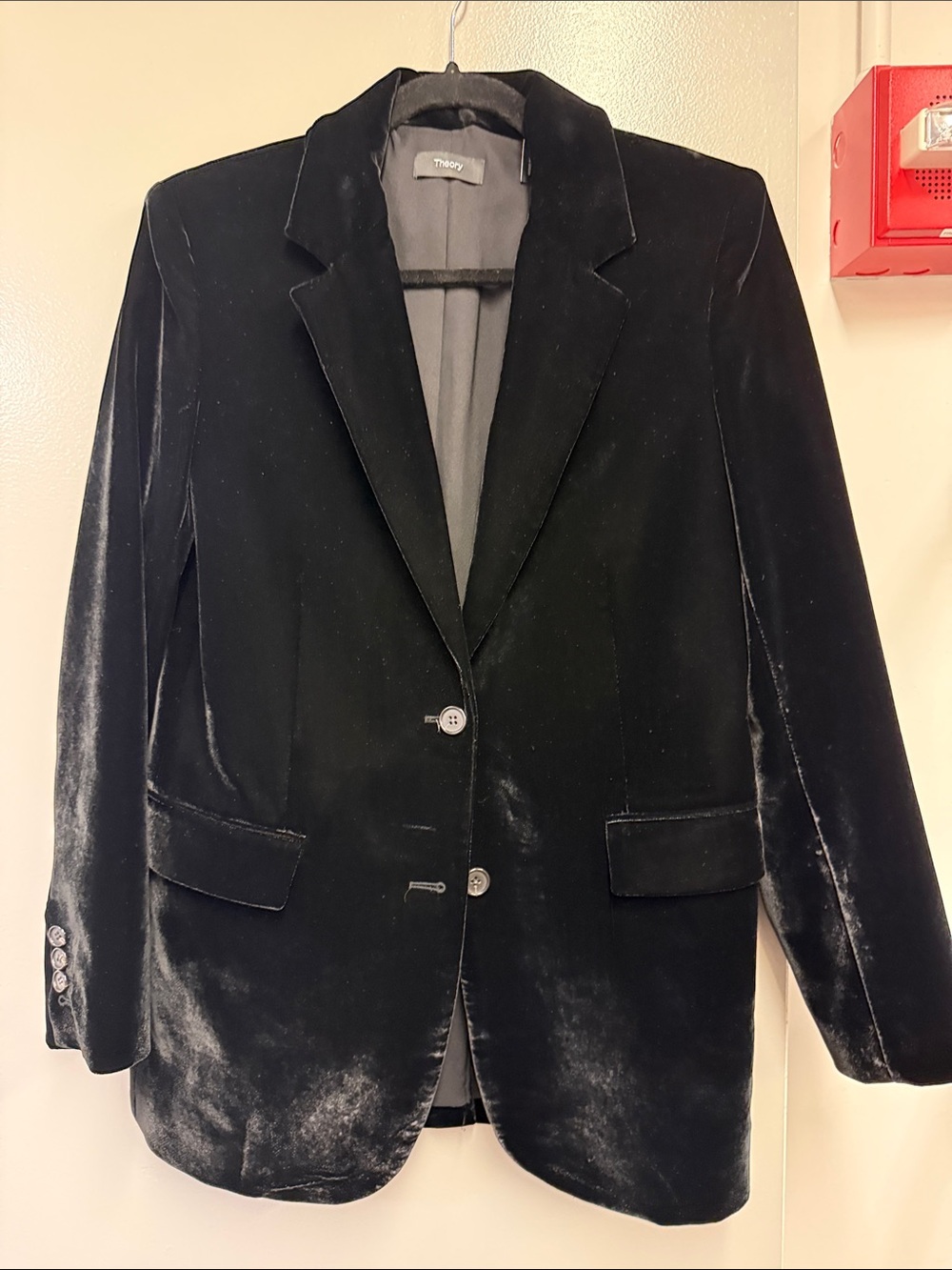 Theory Black Velvet Women's Blazer Jacket with Notch Lapel